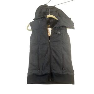 Burton WB Starr Vest Womens Small Charcoal Black Hooded Full Zip DryRide Small